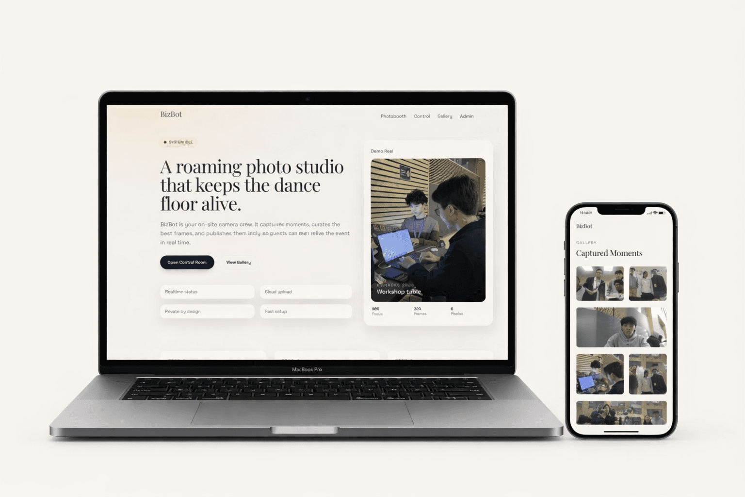 BizBot autonomous event photographer interface